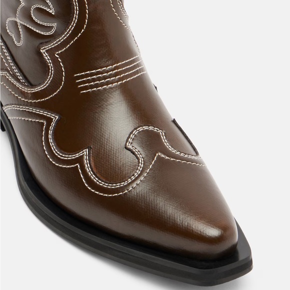 GANNI Brown Western Leather Boots - Picture 3 of 4